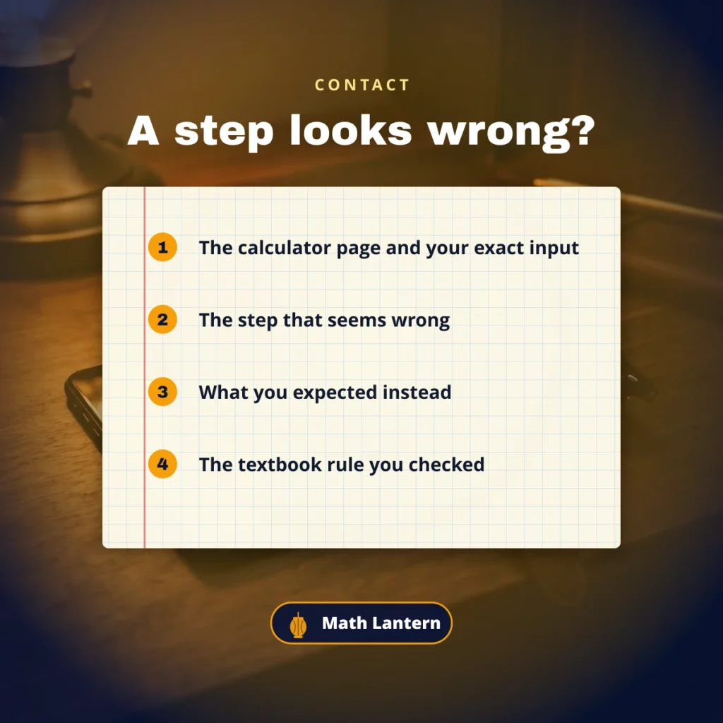 Four things to include when you report a step that looks wrong on Math Lantern